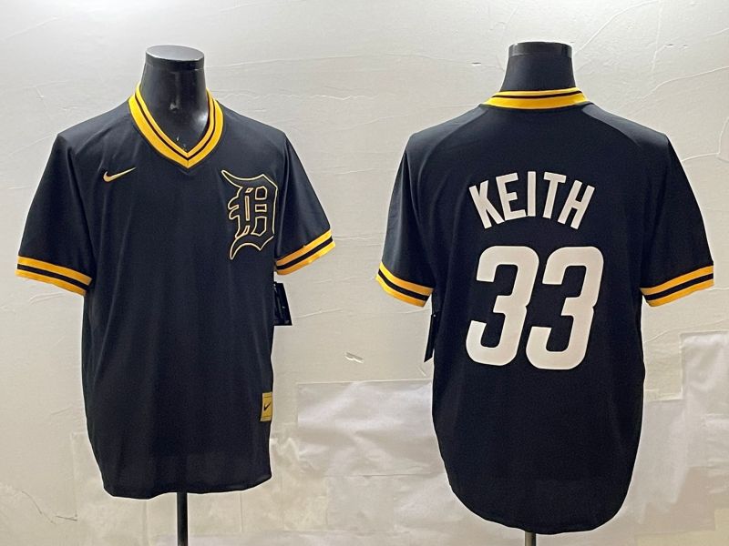 Men Detroit Tigers #33 Keith Black Gold Game 2025 Nike MLB Jersey style 1